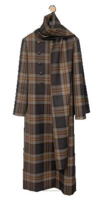 Diomi - Plaid Coat With Scarf