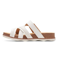 Clarks Women's Brynn Hope Flat Sandal in white leather - women's sandal - alternate view