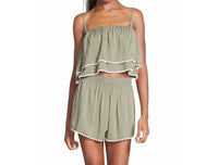 GET LOST SLEEVELESS SPAGHETTI STRAP RUFFLE CROP TOP