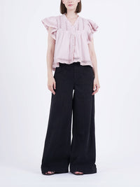 SEA Lilith Flutter Sleeve Top in blossom - women's blouse