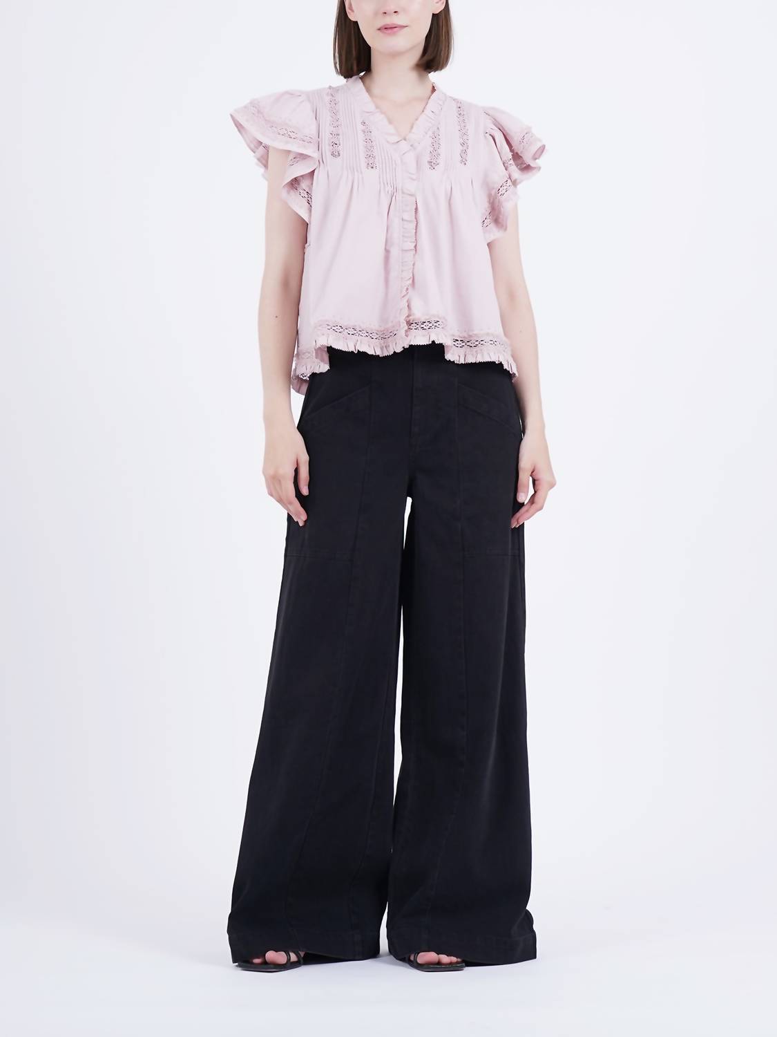 SEA Lilith Flutter Sleeve Top in blossom - women's blouse