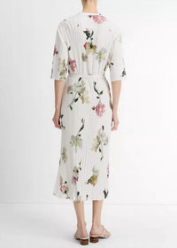 Vince - Wilted Peony Pleated Side Tie Skirt