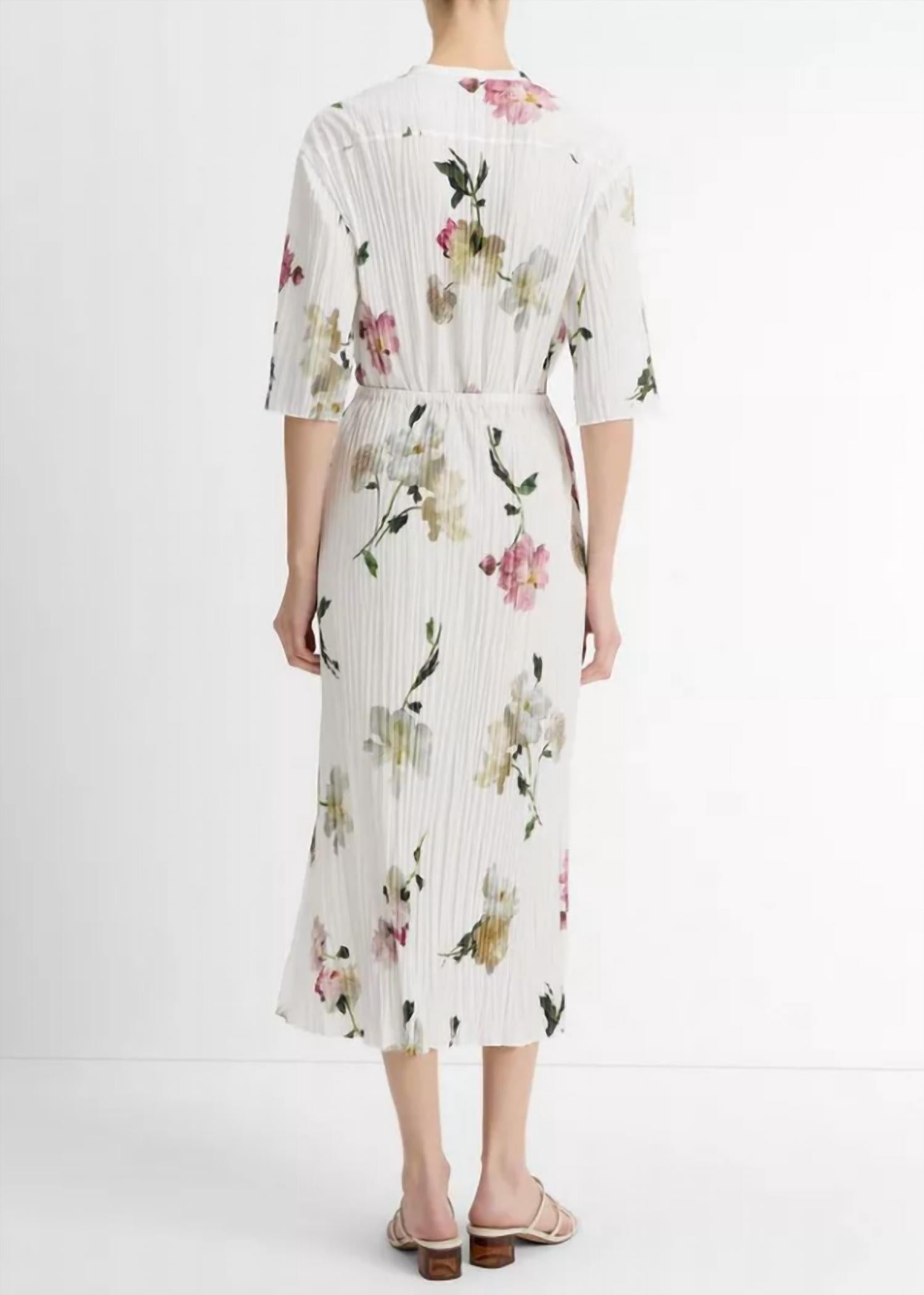 Vince - Wilted Peony Pleated Side Tie Skirt