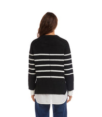 Karen Kane - Layered Stripe Crewneck Sweater