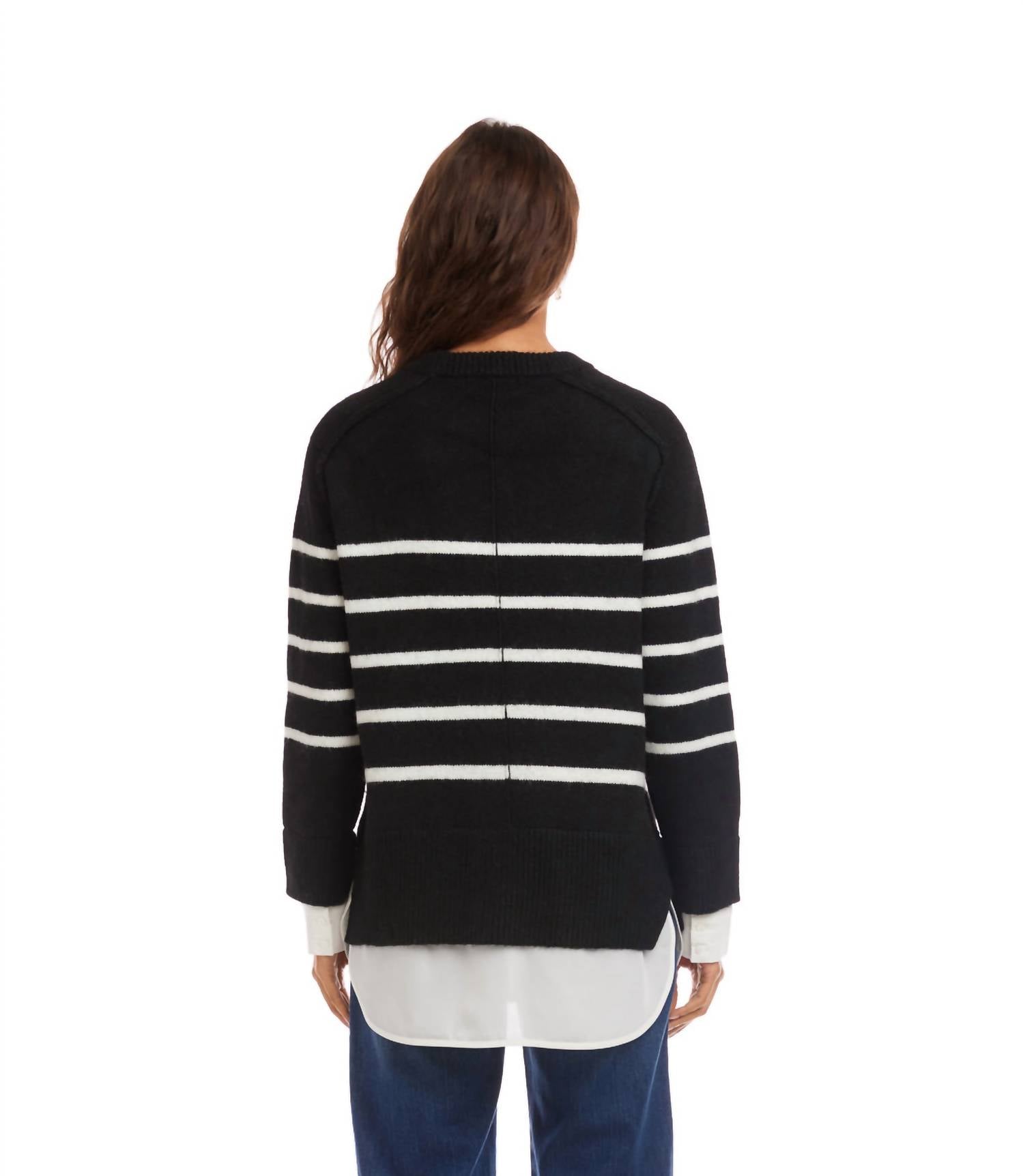 Karen Kane - Layered Stripe Crewneck Sweater