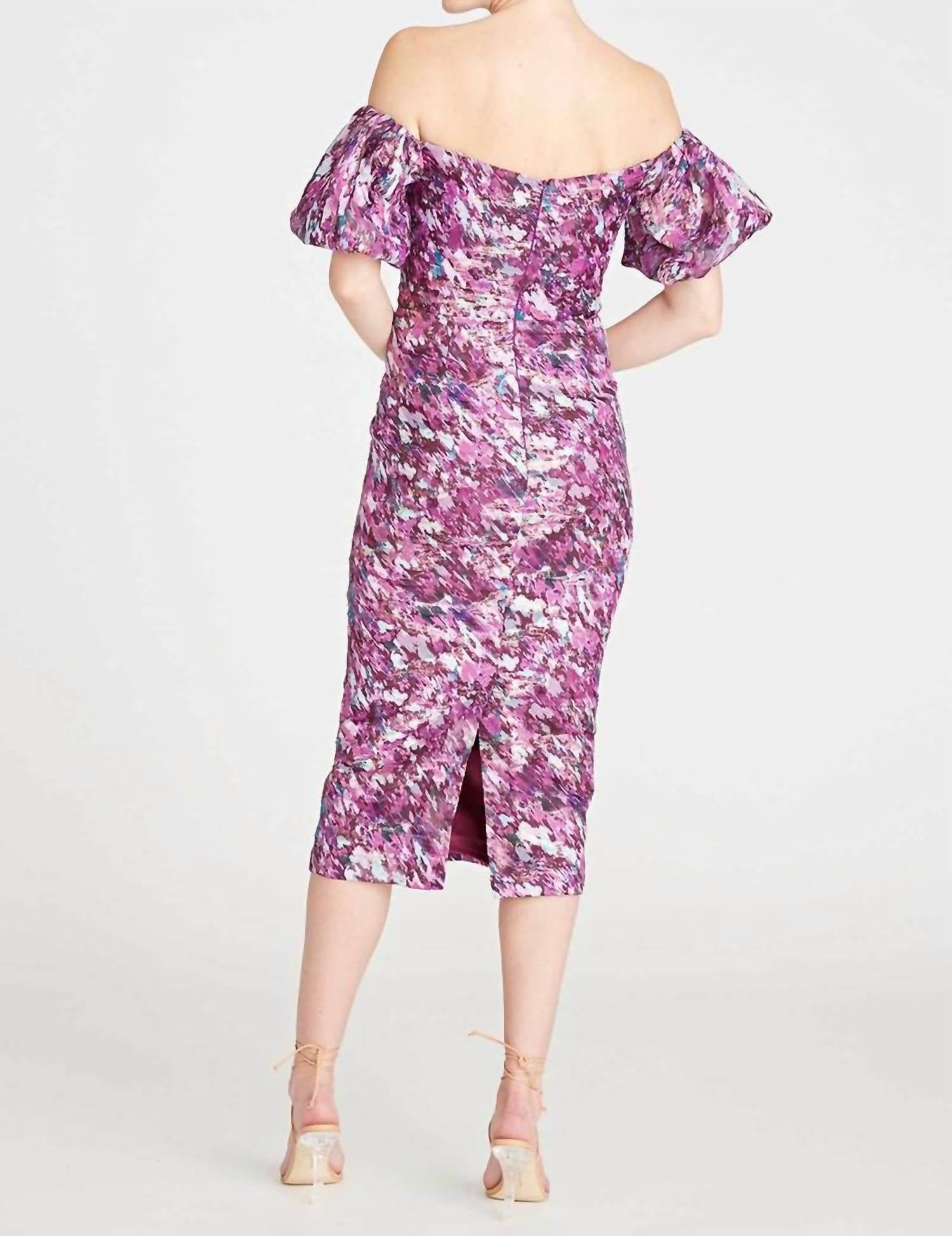 Ml Monique Lhuillier - Women's Off The Shoulder Midi Dress