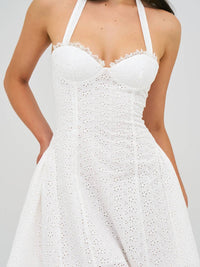 Miss Circle - Johana Eyelet Halter Mini Dress