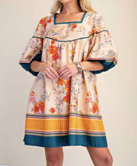 Easel - Border Print Cotton Poplin Dress