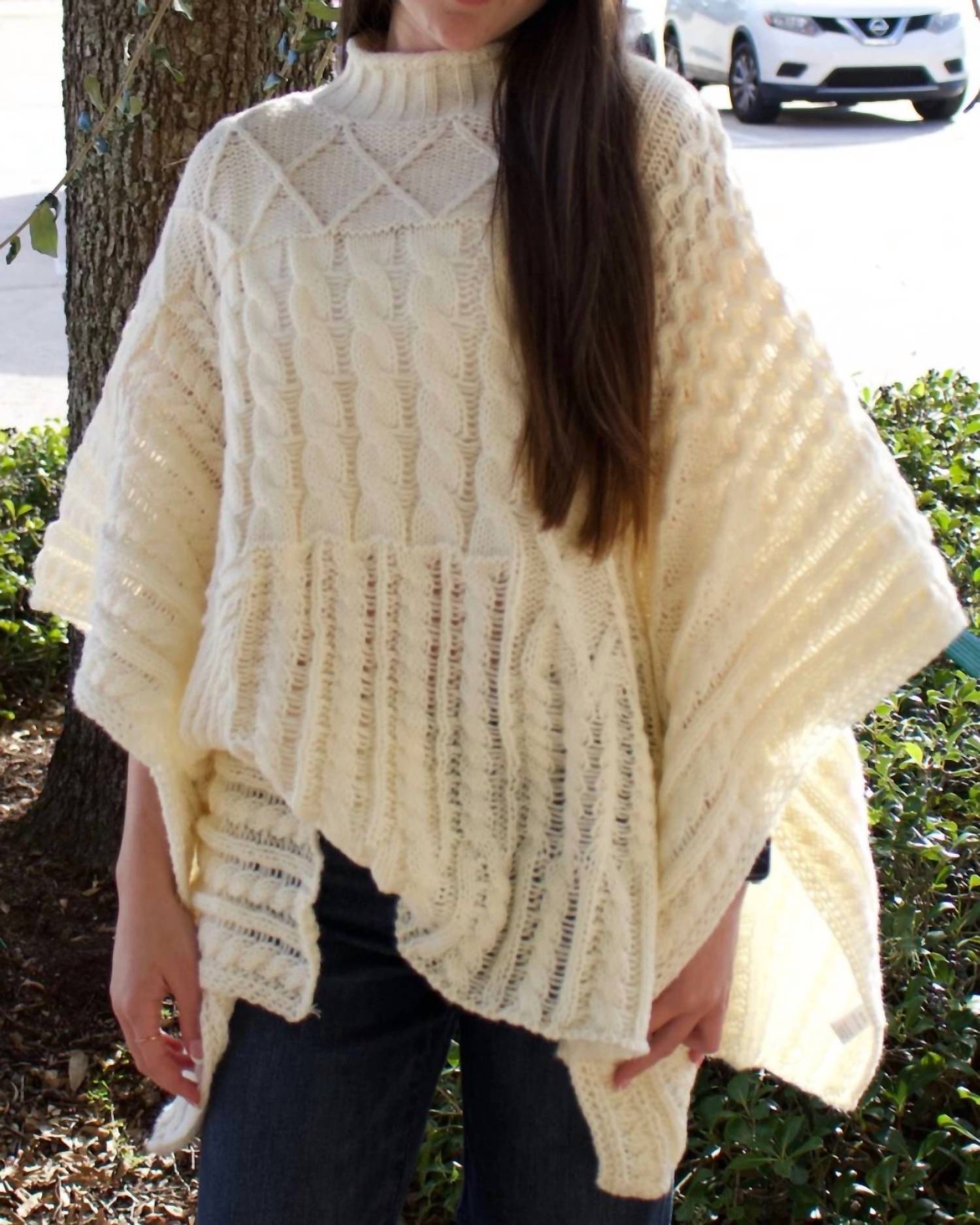 Allie Rose - Cable Knit Poncho