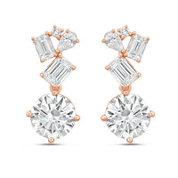 Diana M Jewels - Women's Emerald, Pear & Round Lab-Grown Diamond Stud Earrings (8.00 Ct) - Elegant Plus