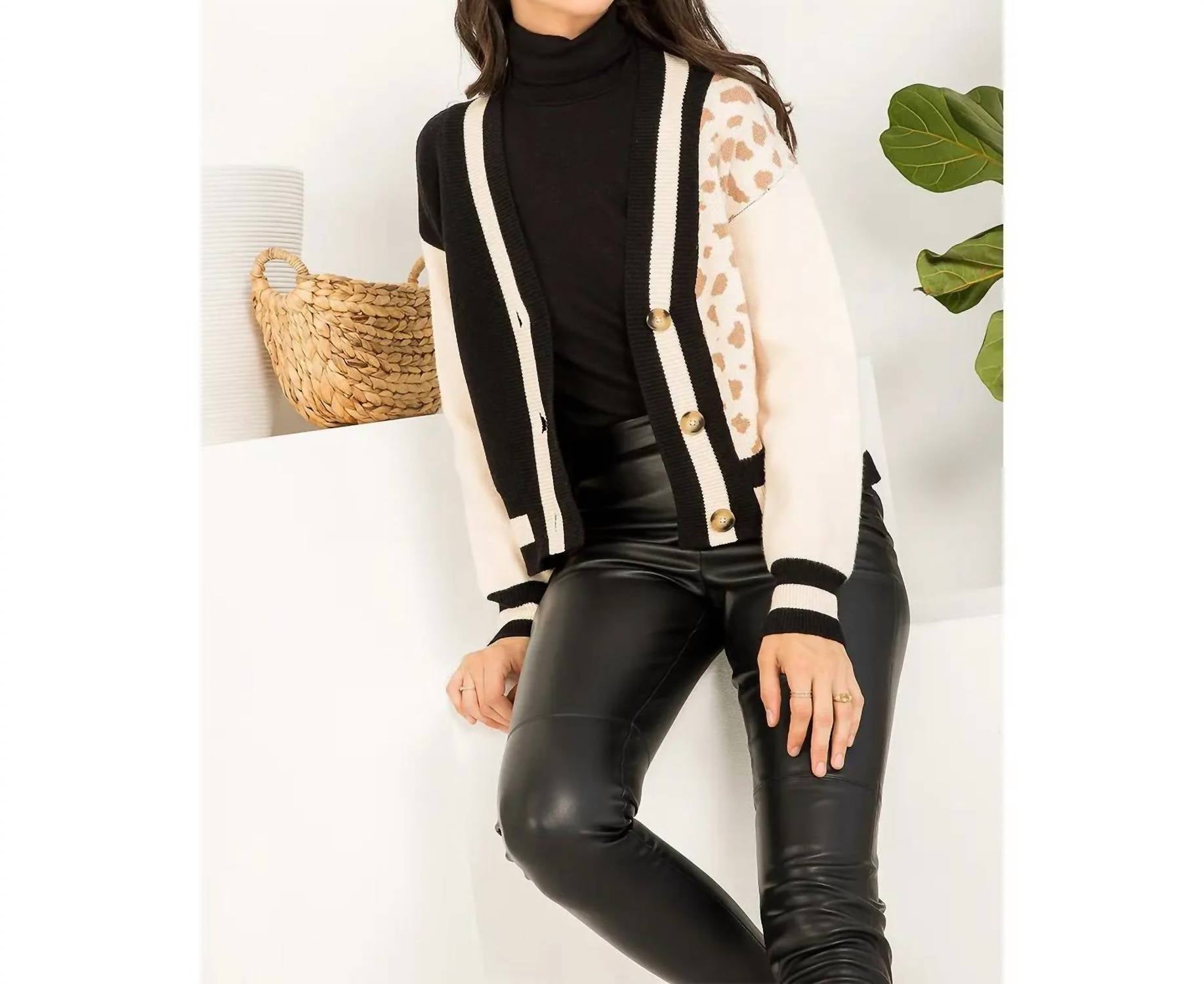 Thml - Leopard Knit V-neck Cardigan