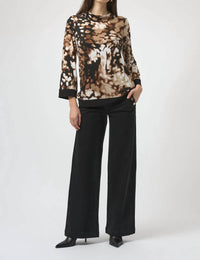 Joseph Ribkoff - Animal Print Mock Neck Long Sleeves Top