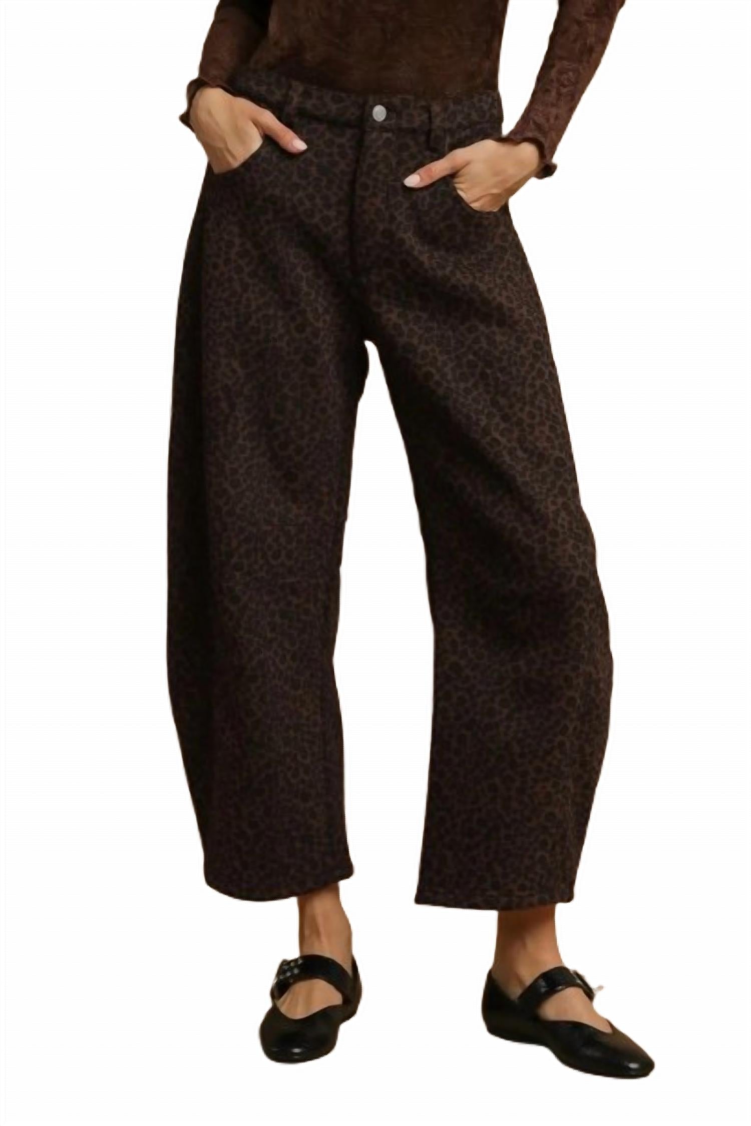 Umgee - Leopard Print Wide Leg Pants