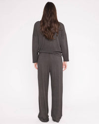 RIPLEY RADER Sweater Knit Boat Neck Top in grey - women's sweater - detail view