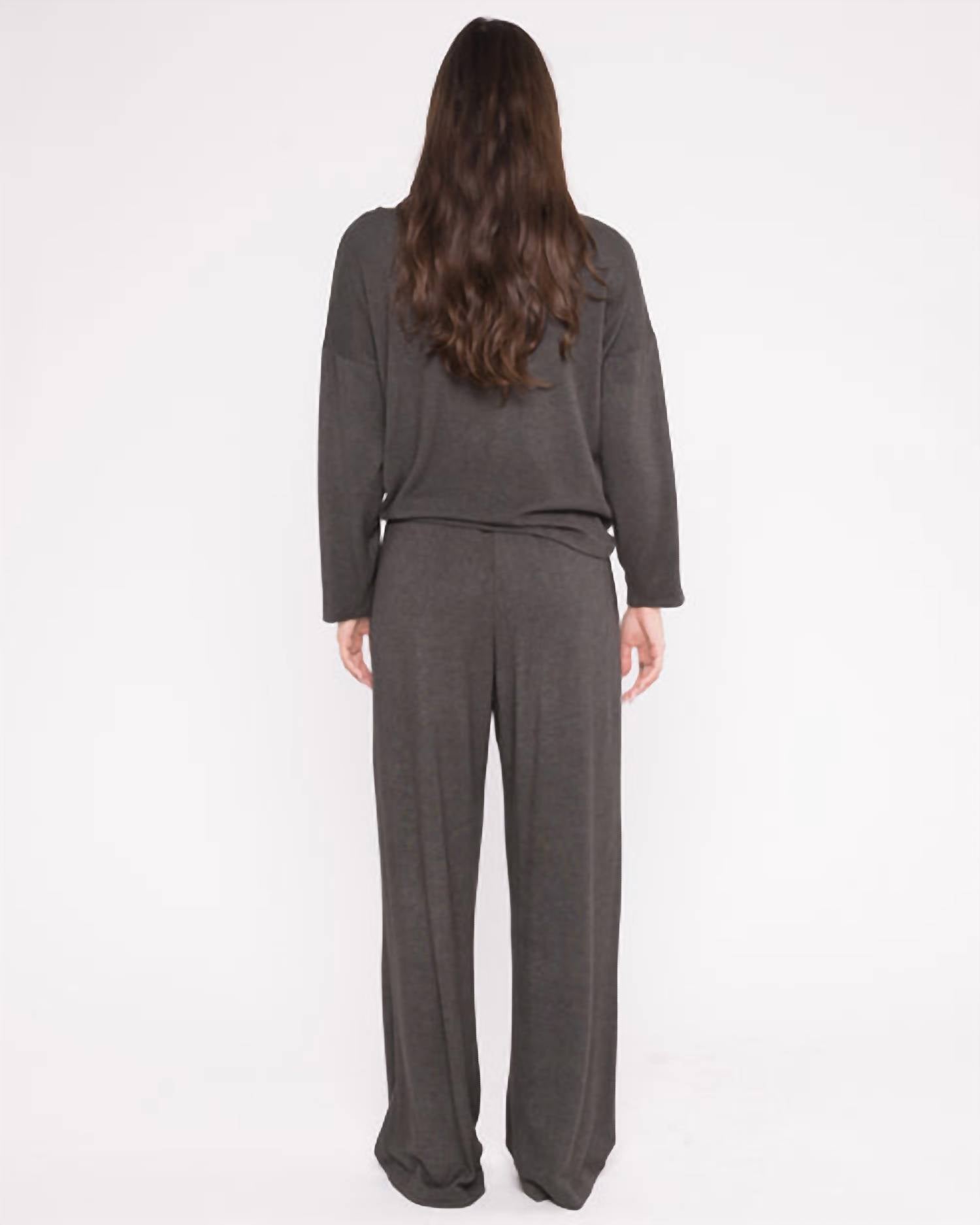 RIPLEY RADER Sweater Knit Boat Neck Top in grey - women's sweater - detail view