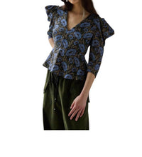 Hope For Flowers - Peplum V-neck Blouse