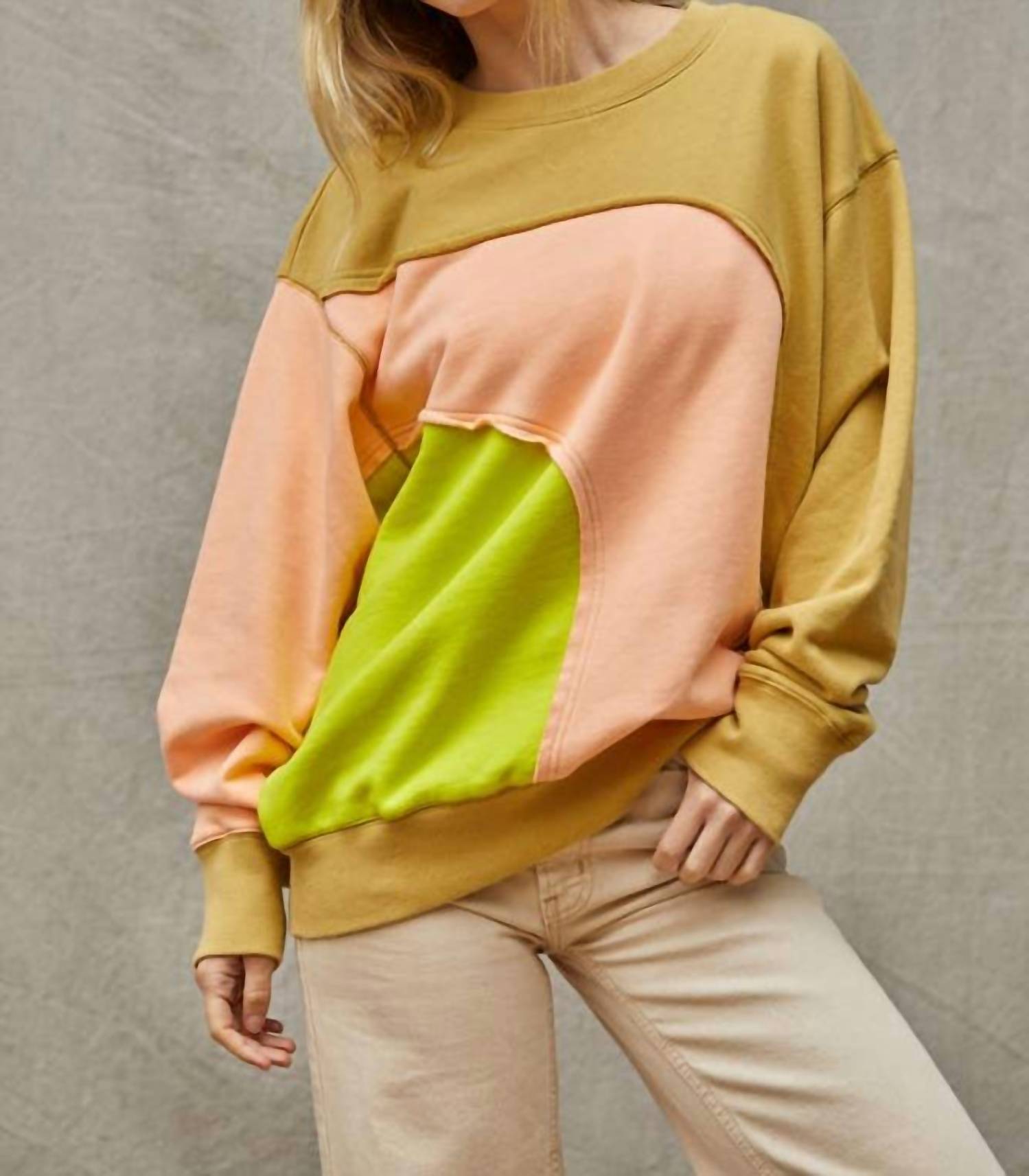 By Together Katie Contrast Color Sweatshirt in multi - women's top