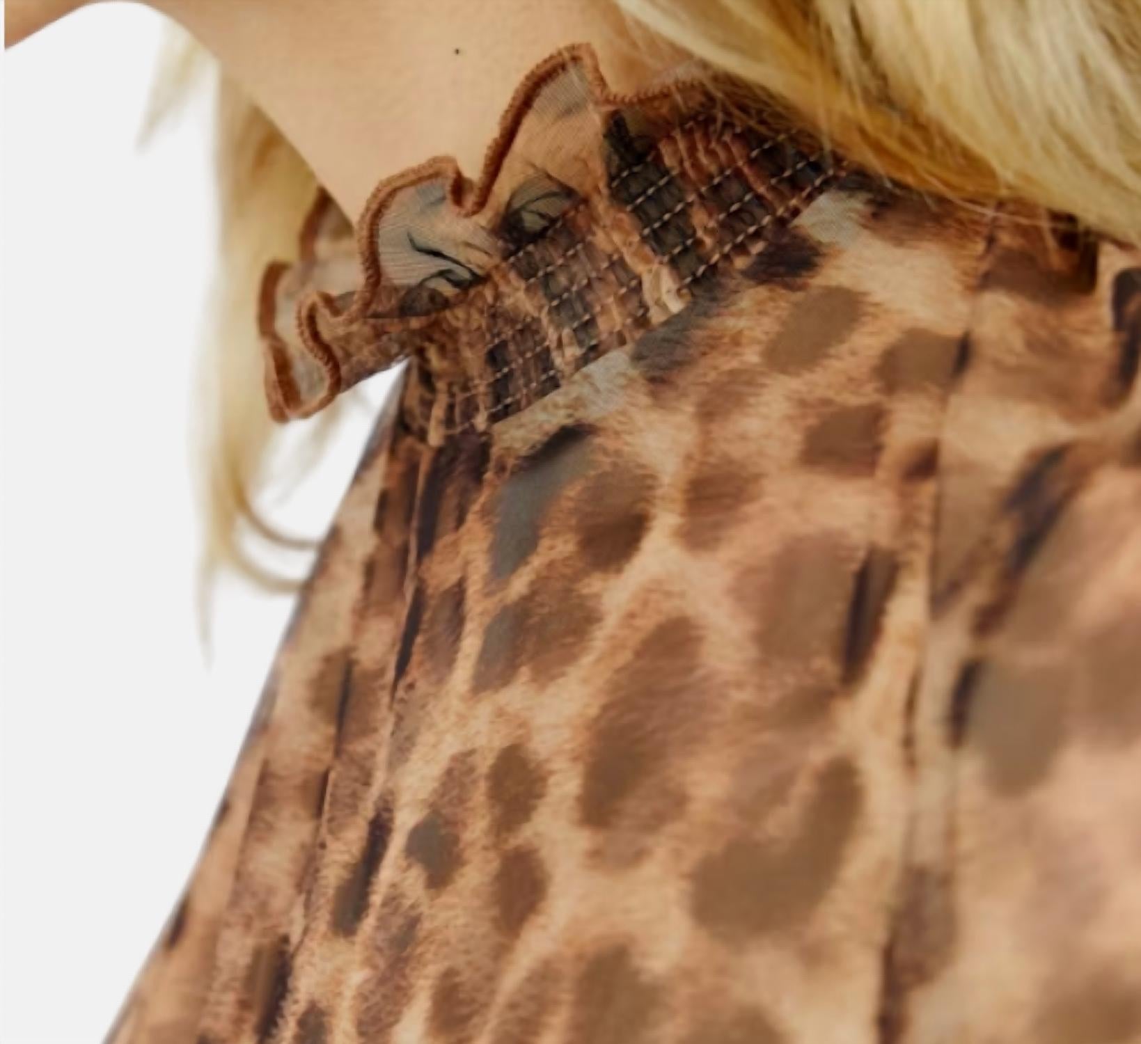 Oui Mock Neck Animal Print Sheer Top in camel grey - women's blouse - alternate view