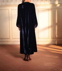 Ornaete Beatrix Velvet Dress With Bahar Embroidery in night - women's dress - detail view