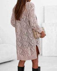 Threaded Pear - Hollow-out Openwork Knit Cardigan