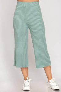 She + Sky - Rib Knit Sweater Culotte Pants