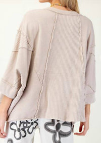 Easel Cozy Knit Top in beige - women's sweater - detail view