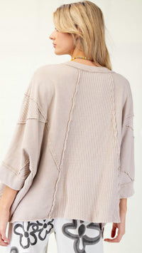 Easel Cozy Knit Top in beige - women's sweater - alternate view