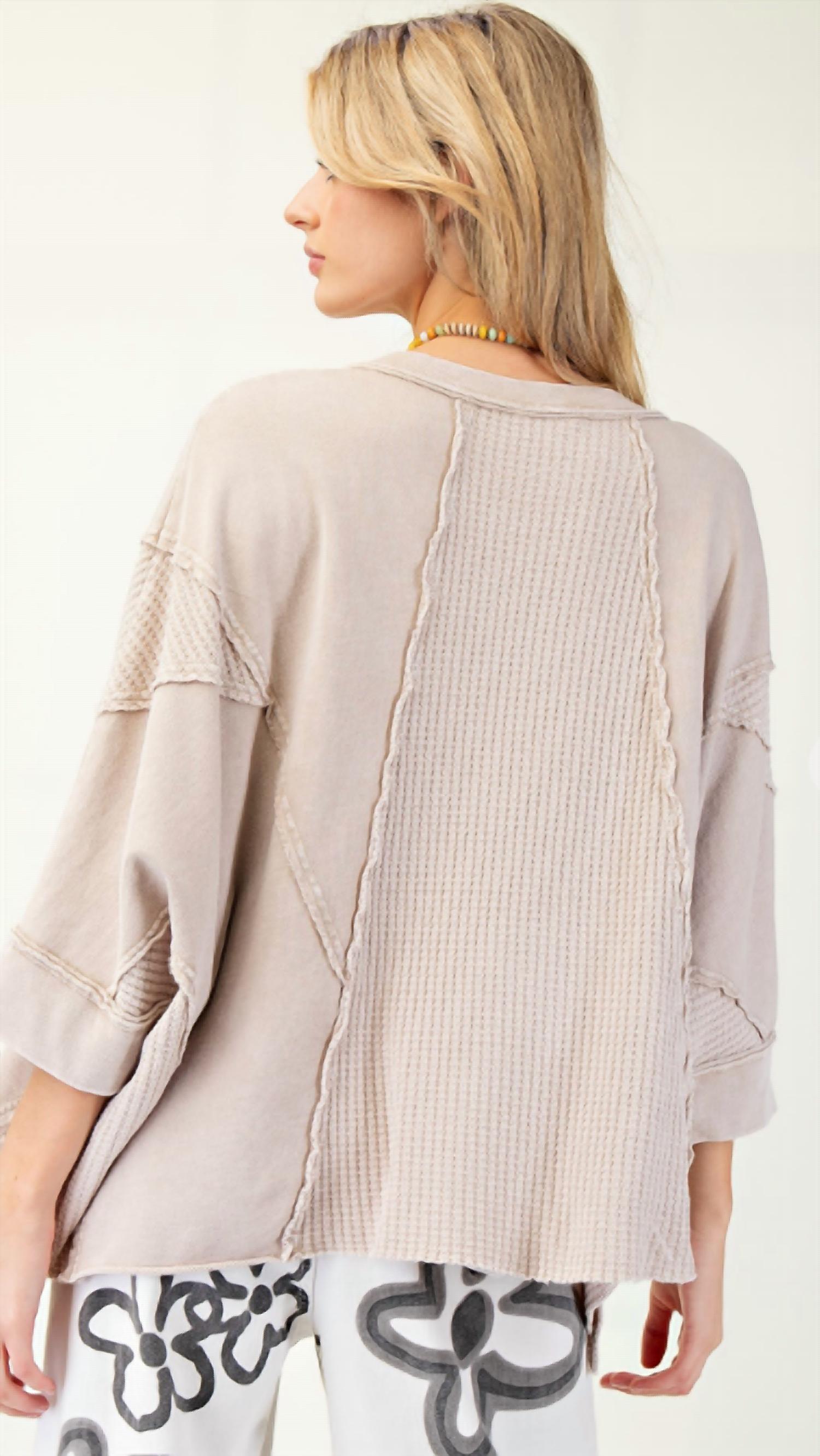 Easel Cozy Knit Top in beige - women's sweater - alternate view