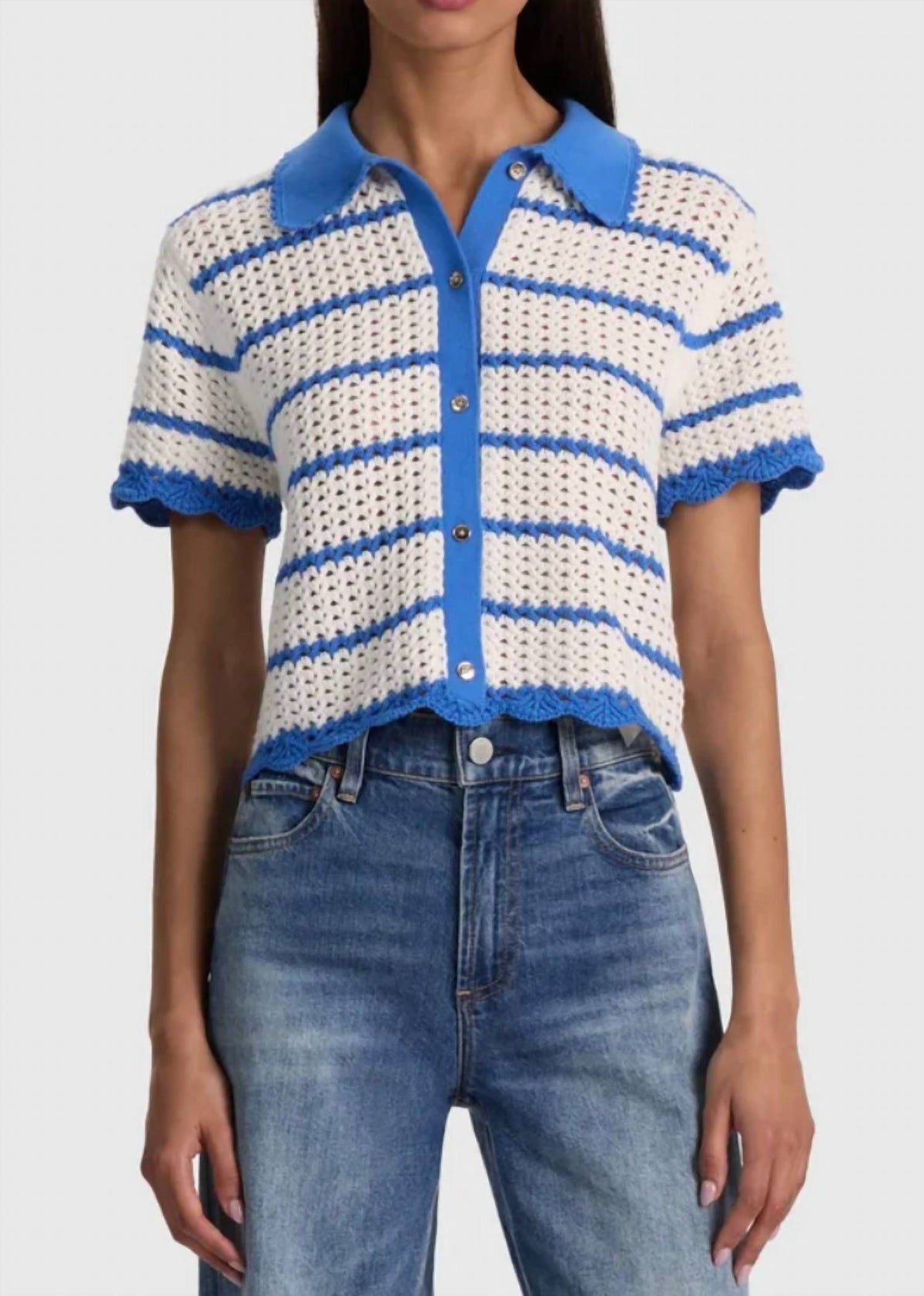 Alice + Olivia - Randall Pointelle Polo Cardigan