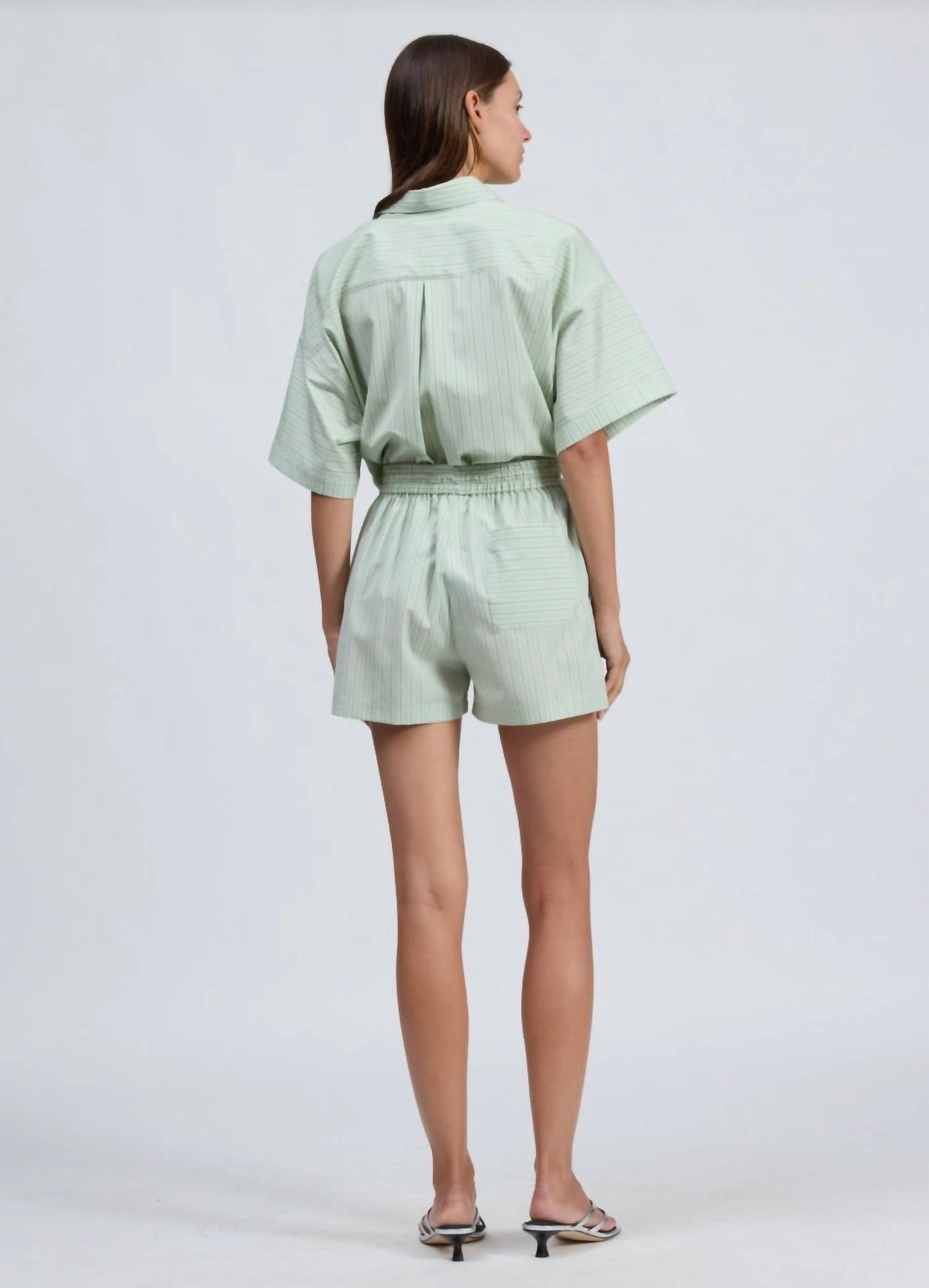 Rag & Bone Marvin Stripe Short in green - women's shorts - alternate view