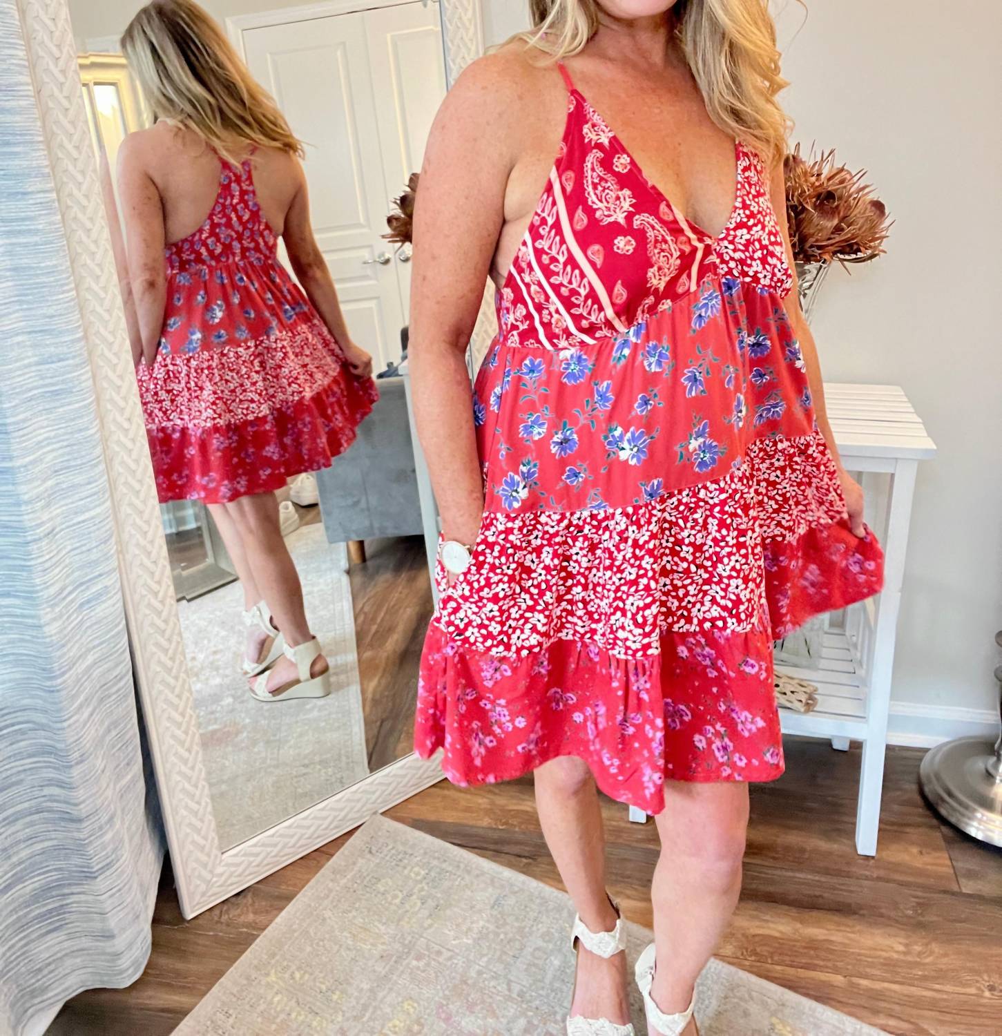 Short Patchwork Print Dress