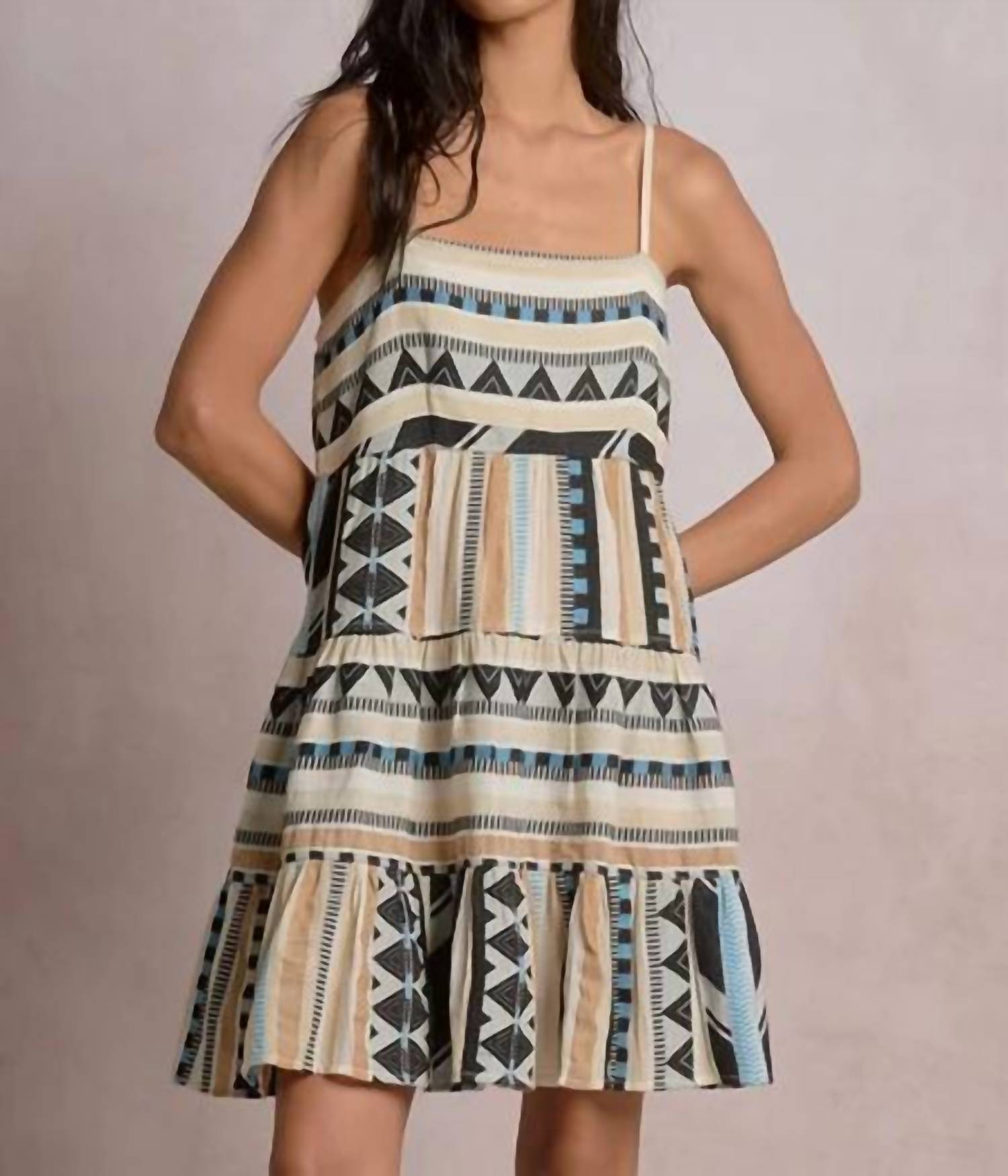 Elan - Tiered Spaghetti Strap Mini Dress