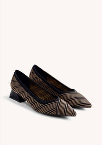 Gioseppo Women's Striped Heeled Shoes in black tan - women's flats - alternate view