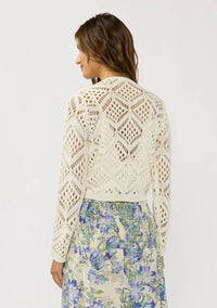 Lovestitch - Women's Open Crochet Tie Front Top