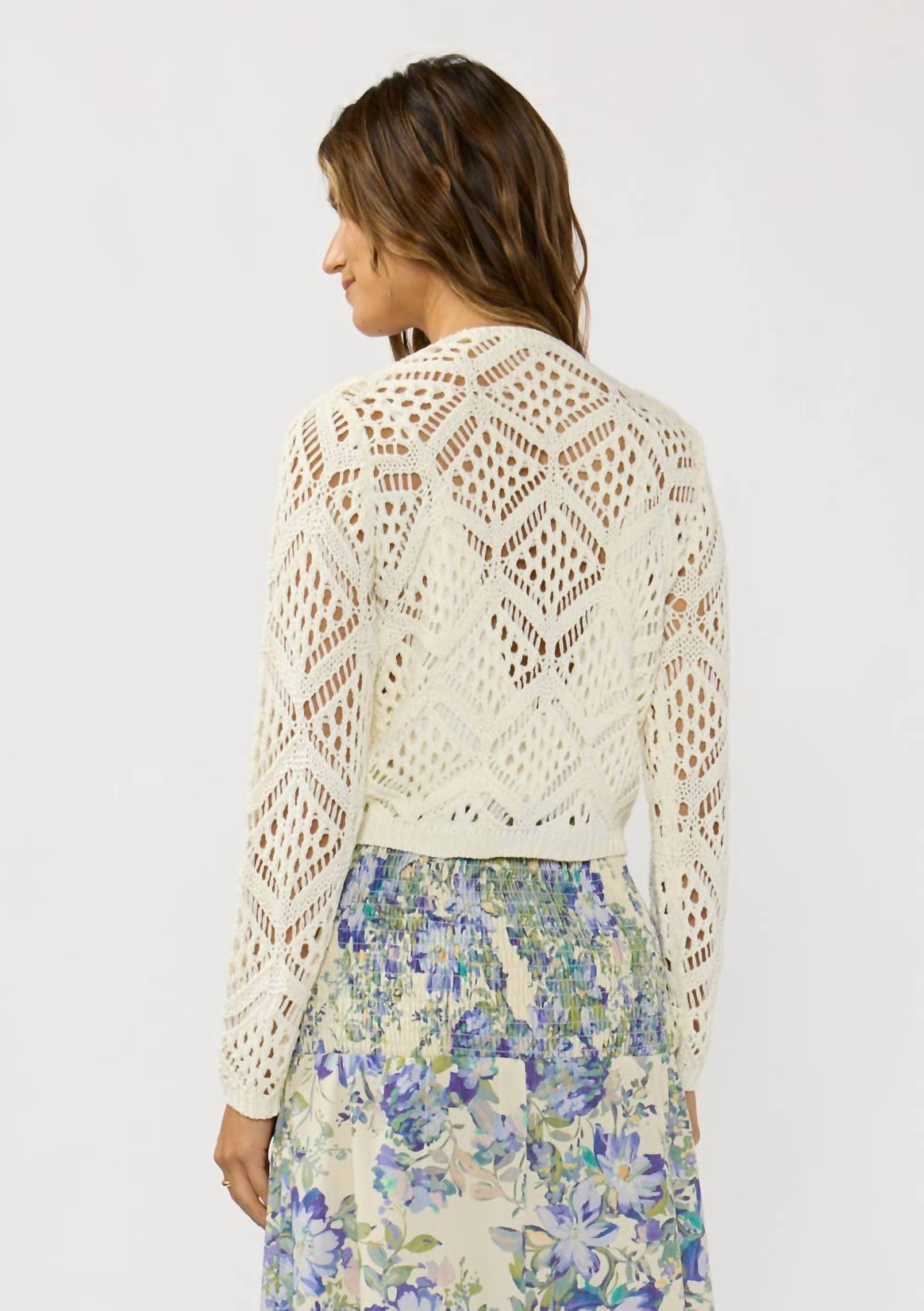 Lovestitch - Women's Open Crochet Tie Front Top