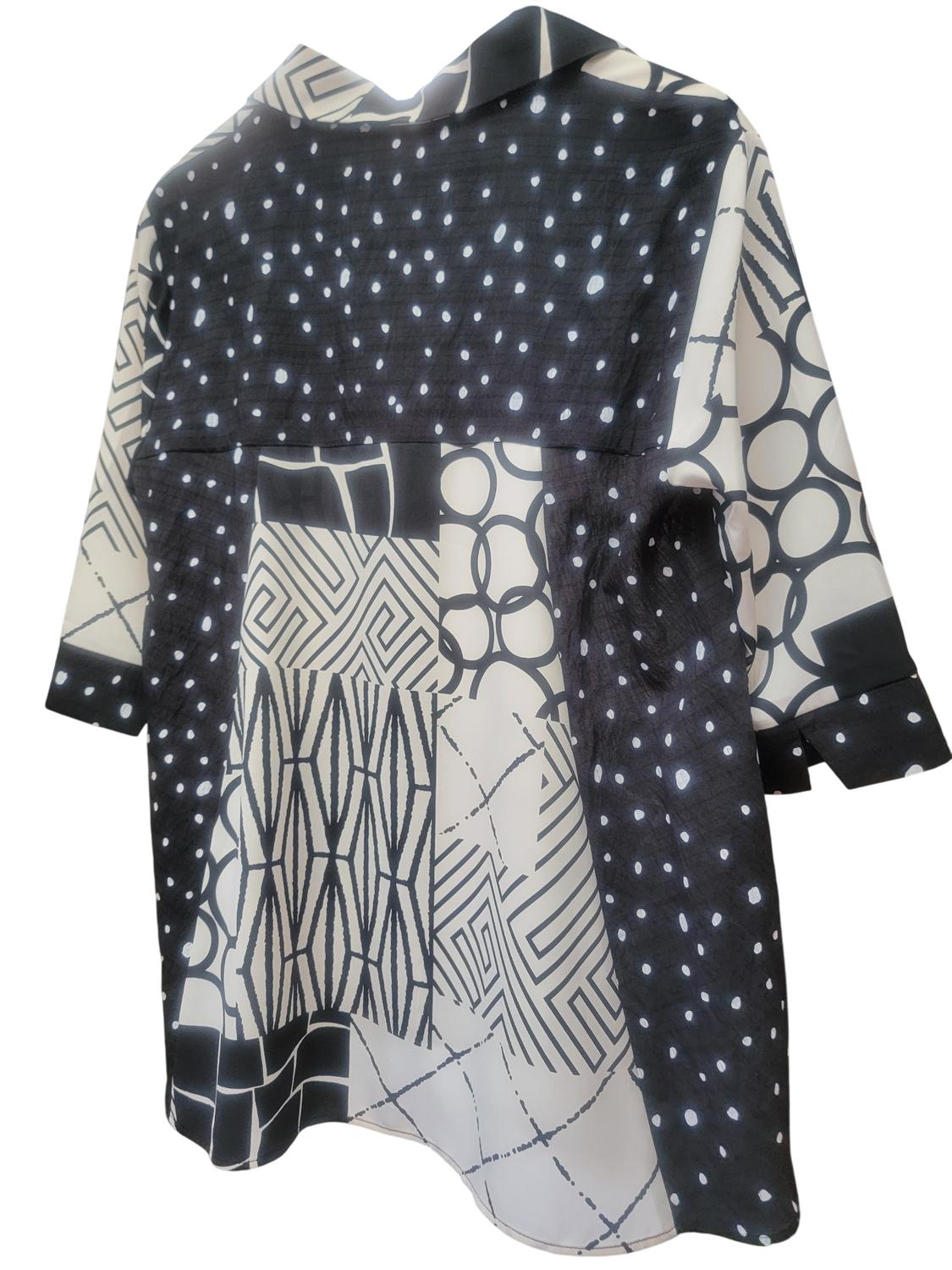 Lior - Women's Geo Print Sheer Blouse