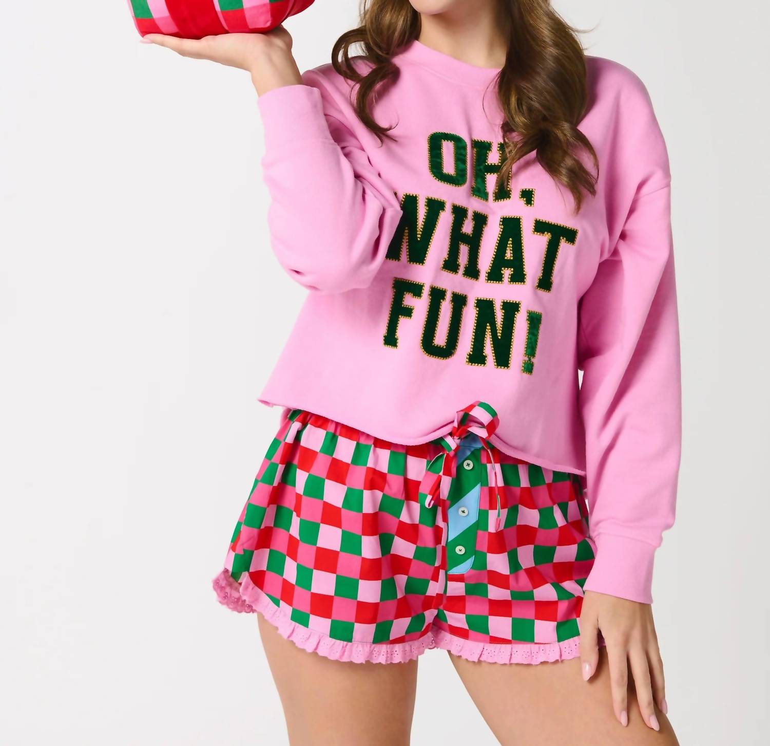 Shiraleah Checkered Boxer Shorts in multi - women's shorts - alternate view
