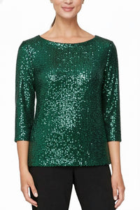 Alex Evenings - Women's Sequin Detail Tunic Blouse