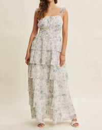 In February - Garden Tiered Ruffle Maxi Dress With Smocked Back