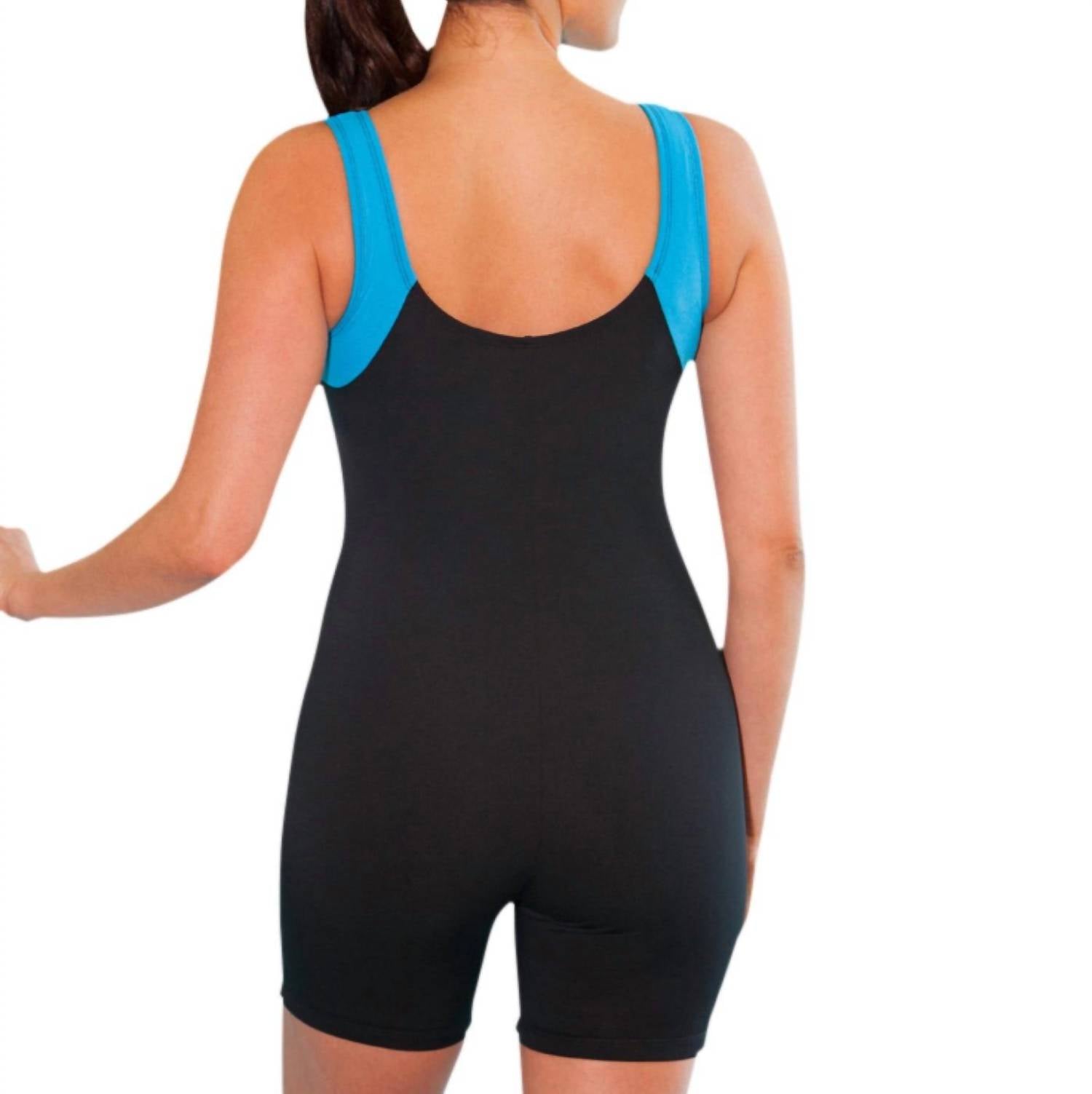 Dolfin Women's Aquatard One Piece - Plus in dol black and turquoise - women's swimwear - detail view