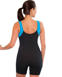 Dolfin Women's Aquatard One Piece - Plus in dol black and turquoise - women's swimwear - alternate view