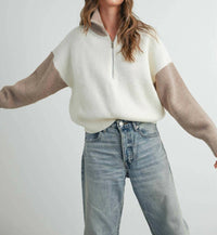 Peace Love Line - Color Block Half Zip Jacket