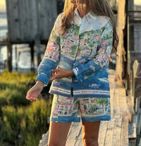 Vilagallo - Coastal City Print Shirt