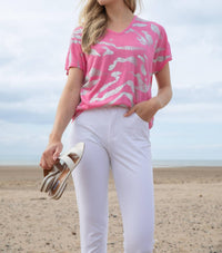Marble - V-neck Foil Print Top