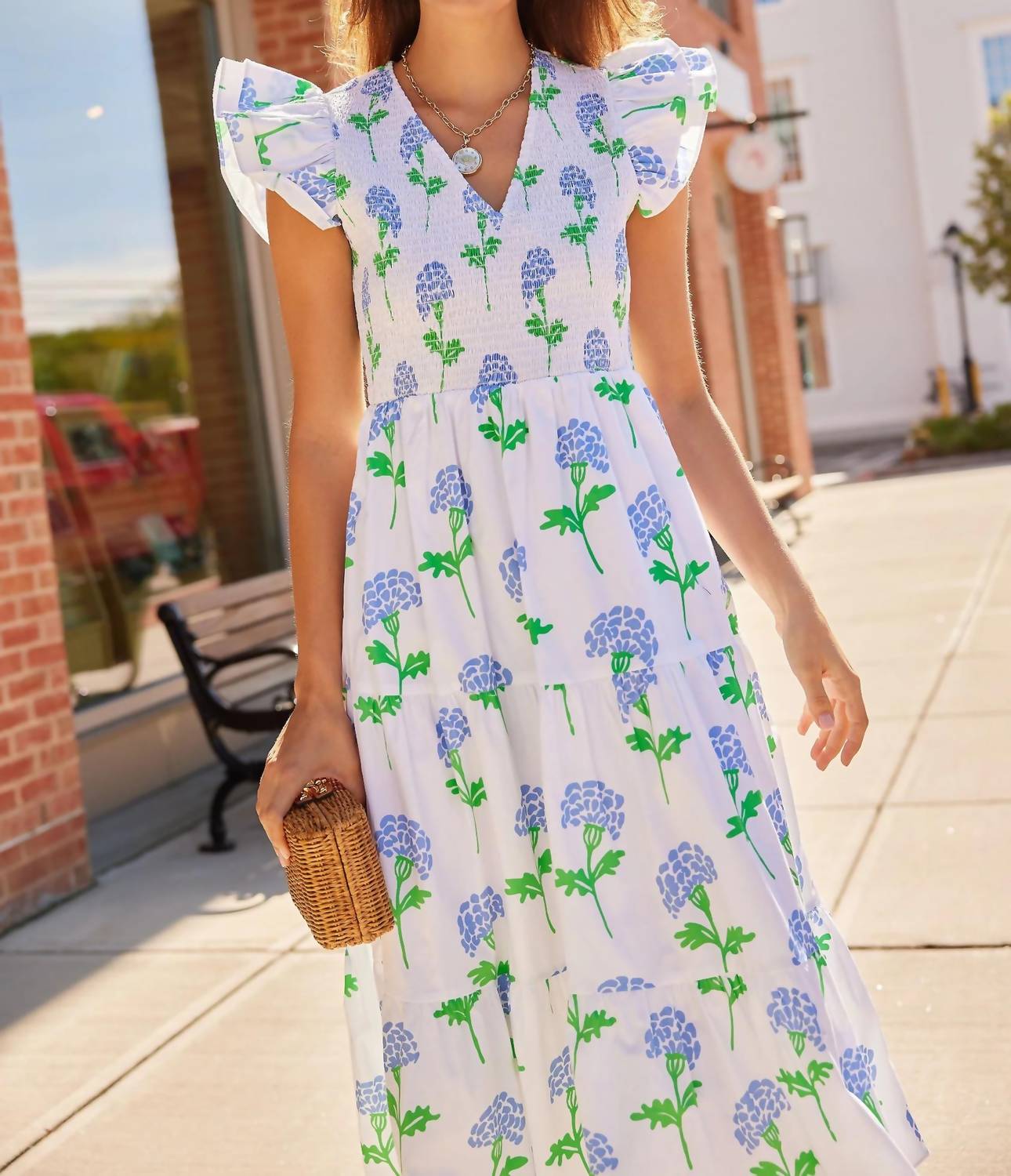 Sail To Sable - V-Neck Smocked maxi Dress