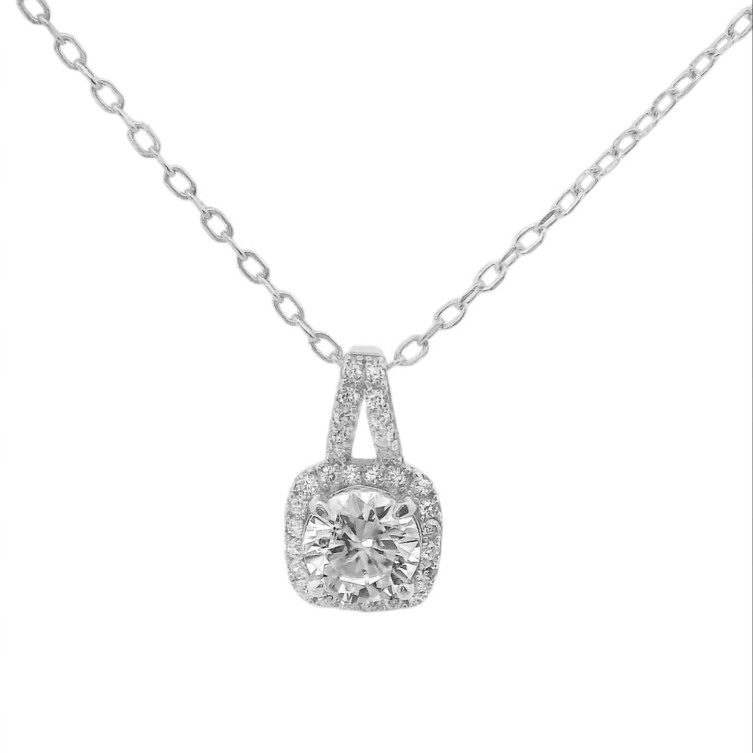 Allyanna Gifts - Women's Moissanite With Square Halo Necklace