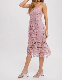 BluIvy Crochet Lace Midi Dress in rose - women's dress - view 4