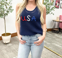 Main Strip - Loose Knit Usa Sweater Tank Top