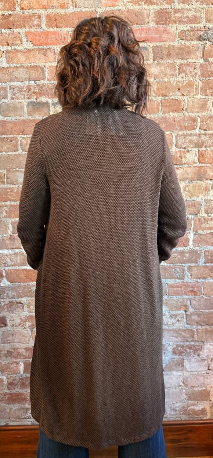 LAmade Adeline Sweater Midi Length Cardigan in mahogany - women's cardigan - detail view