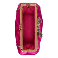 Gucci - Broadway Satin Crystal Bow Clutch Chain Shoulder Bag